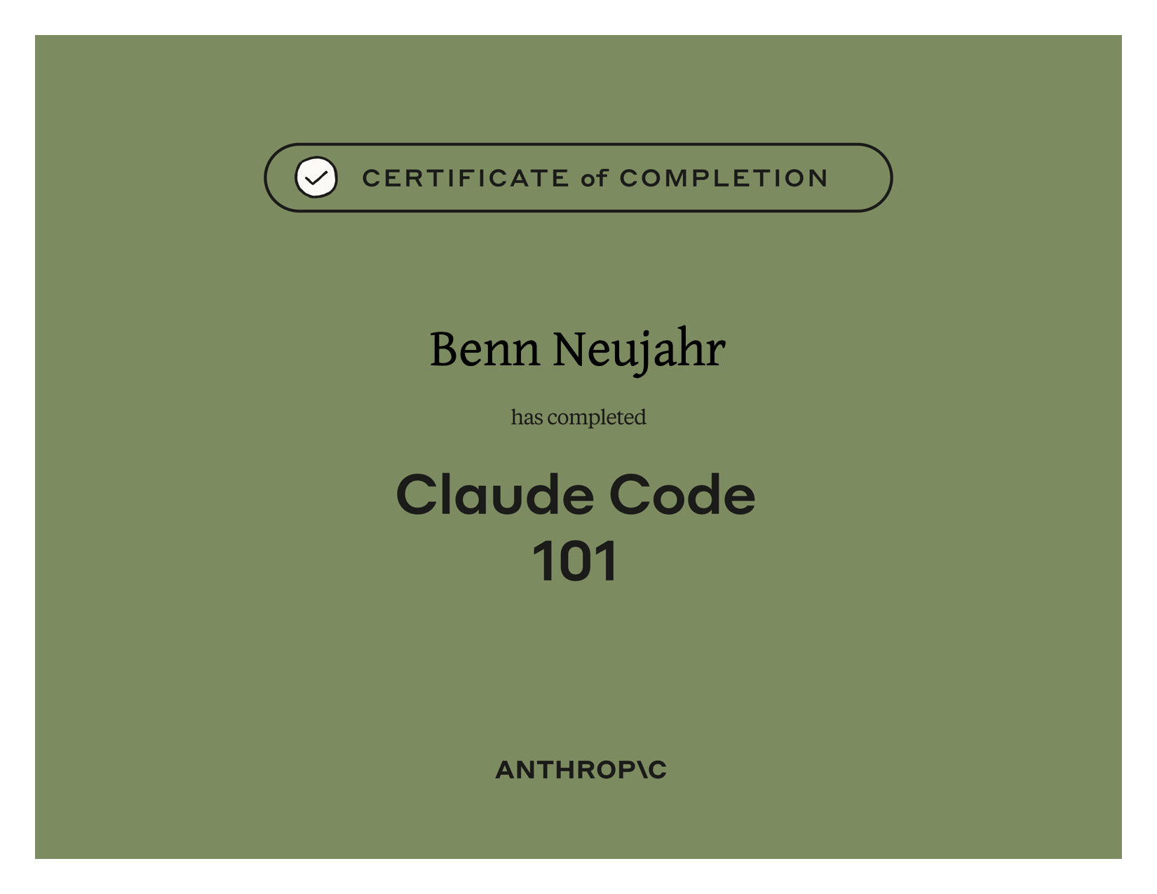 Zertifikat: Claude Code 101 – Anthropic